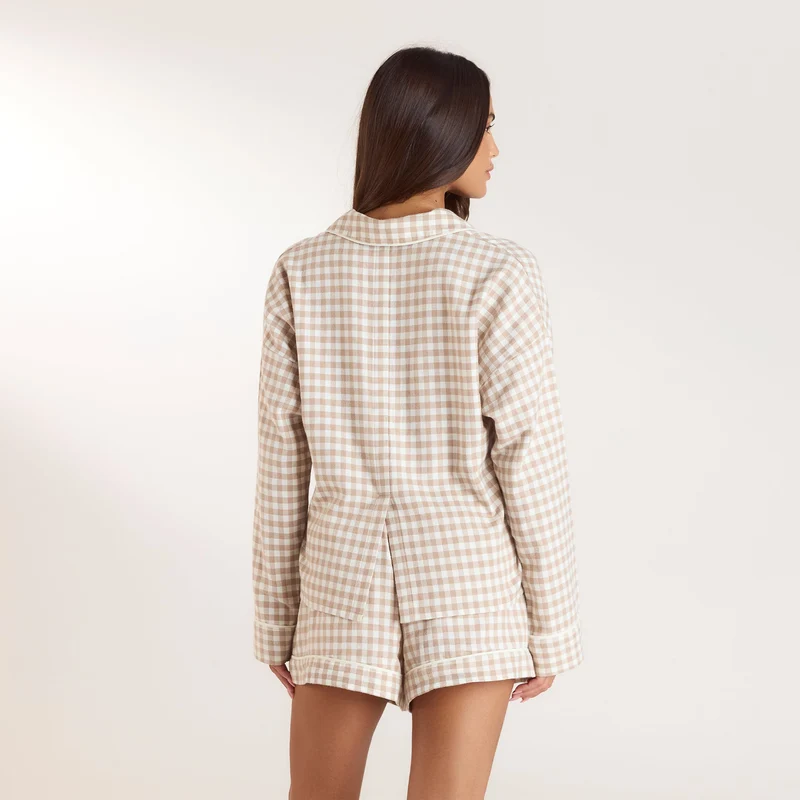 Gingham Pyjamahemd - Beige