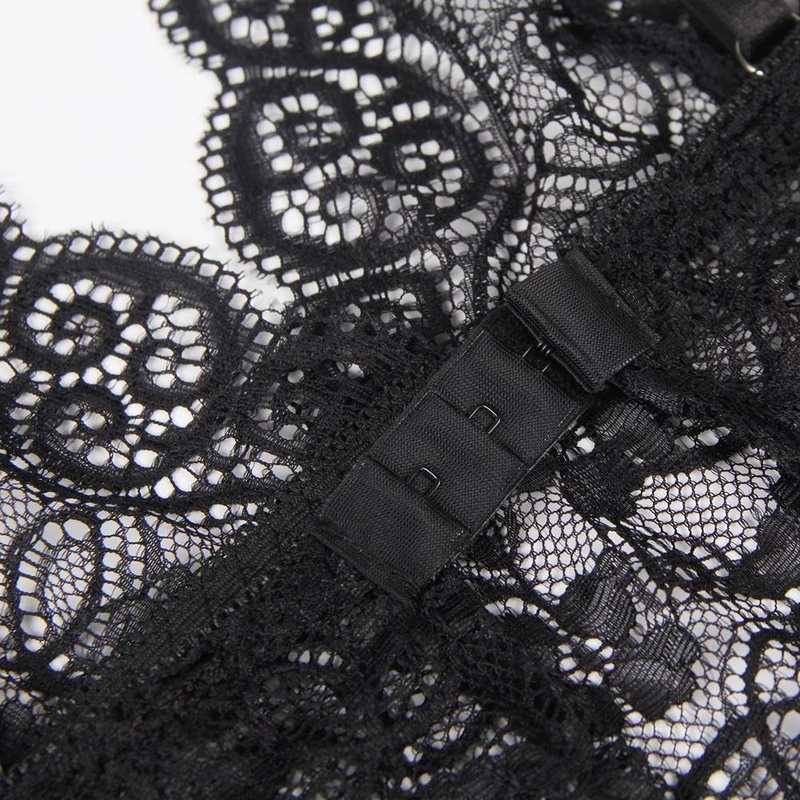 Schwarzes Spitzen-Camisole- und Höschen-Set – Nachtwäsche