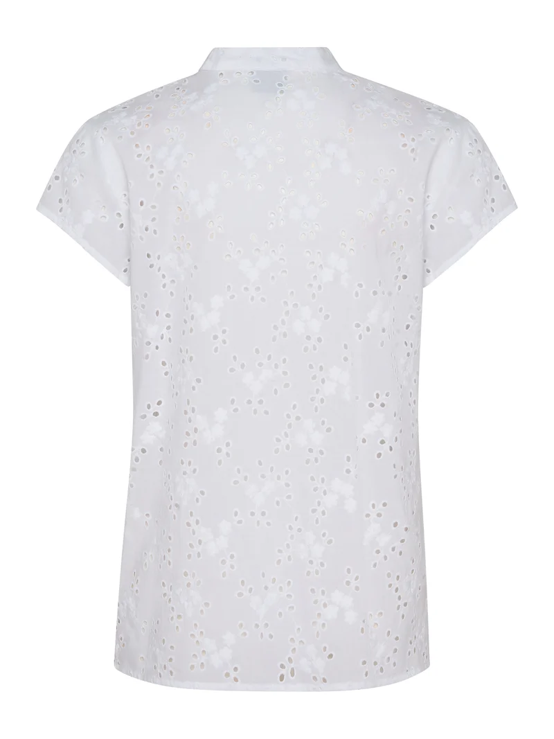 Allover-Strick Bluse mit kleinem V-Ausschnitt