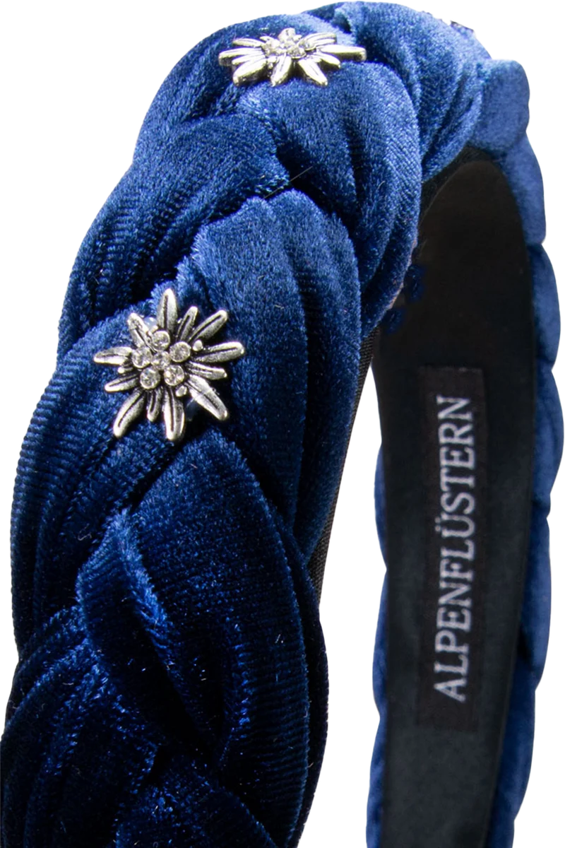 Damen Samt-Haarreif mit Strass-Edelweiß - blau