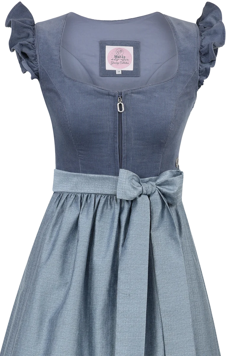 Midi-Corddirndl mit abknöpfbaren Flügelärmeln Ansfelden 70cm - himmelblau