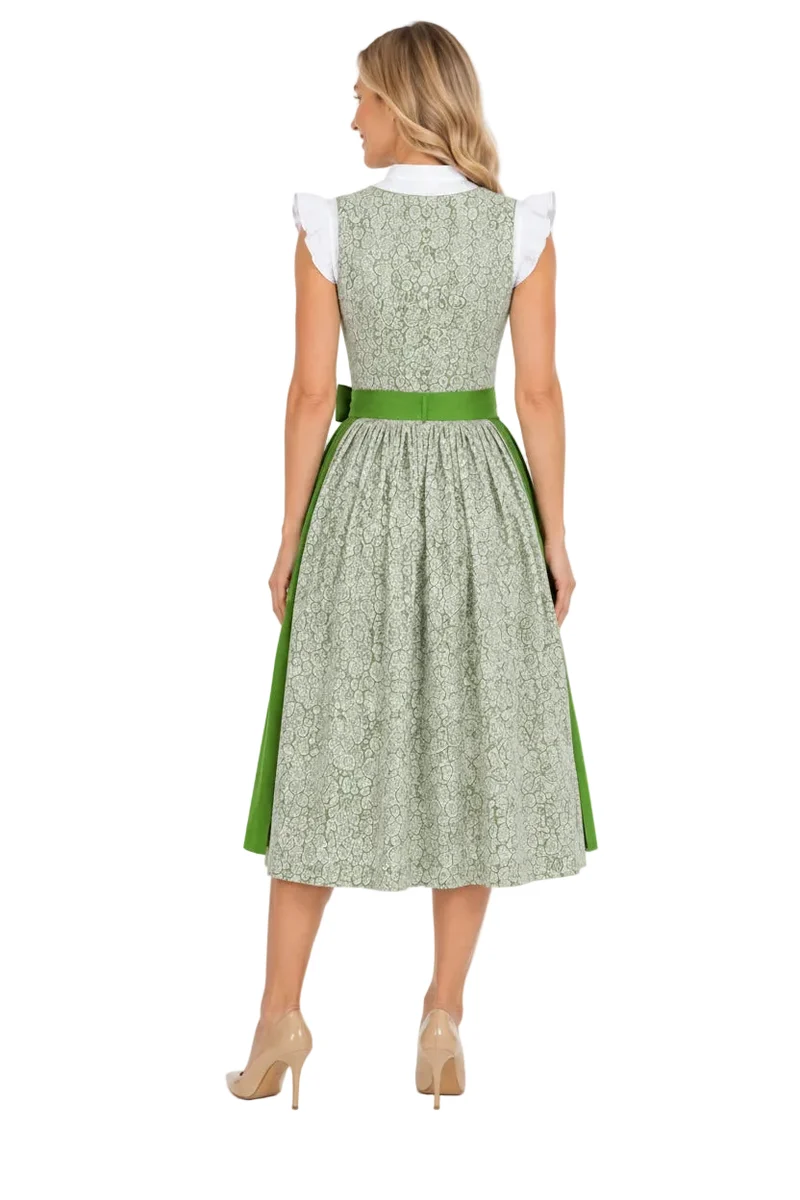 Dirndl aus Ornament-Druck mit uni Schürze