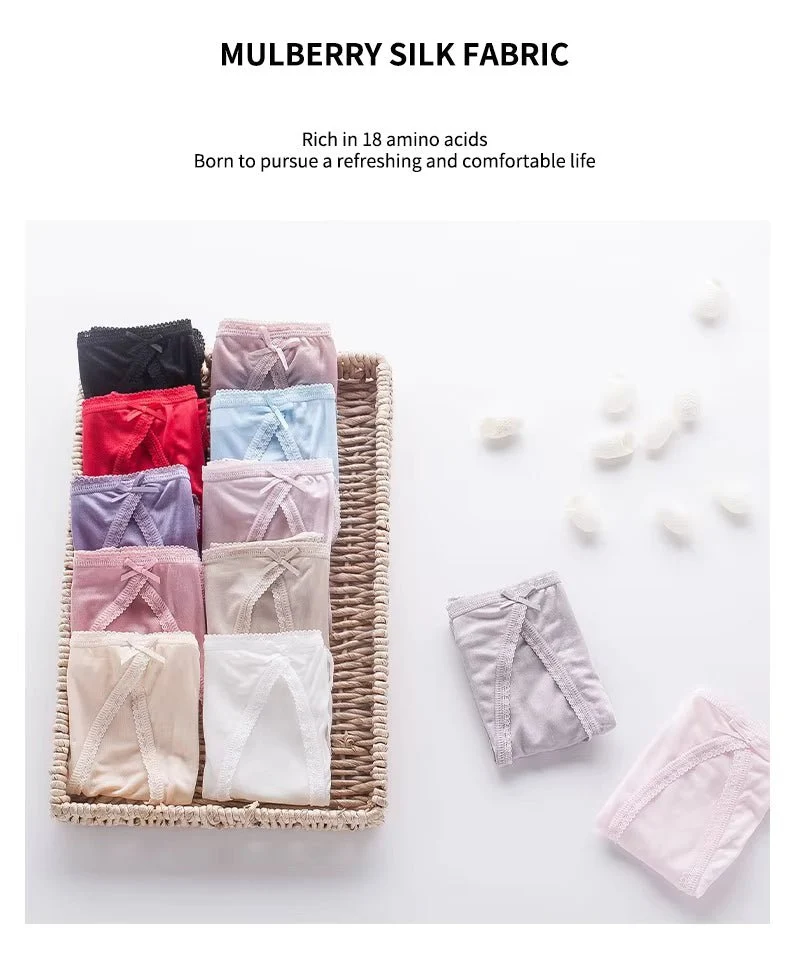Sandfarbene, einfarbige, sexy und bequeme Seidenunterwäsche, nahtloser Seidenslip