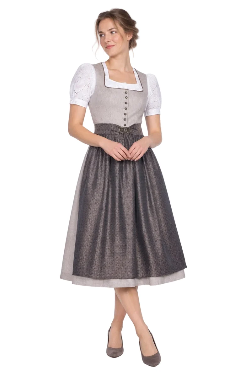 Klassisches Streifen-Dirndl mit Jacquardschürze