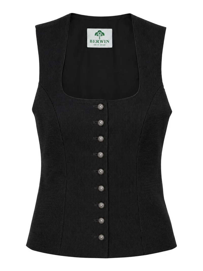 Streifen-Jacquard-Mieder mit Silberknöpfen