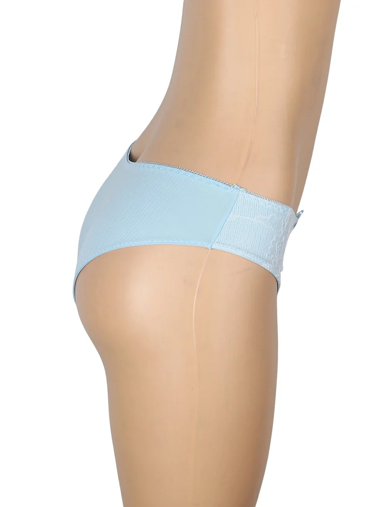 Blau gestreifter Slip mit Spitzenbesatz und Schleifendetail