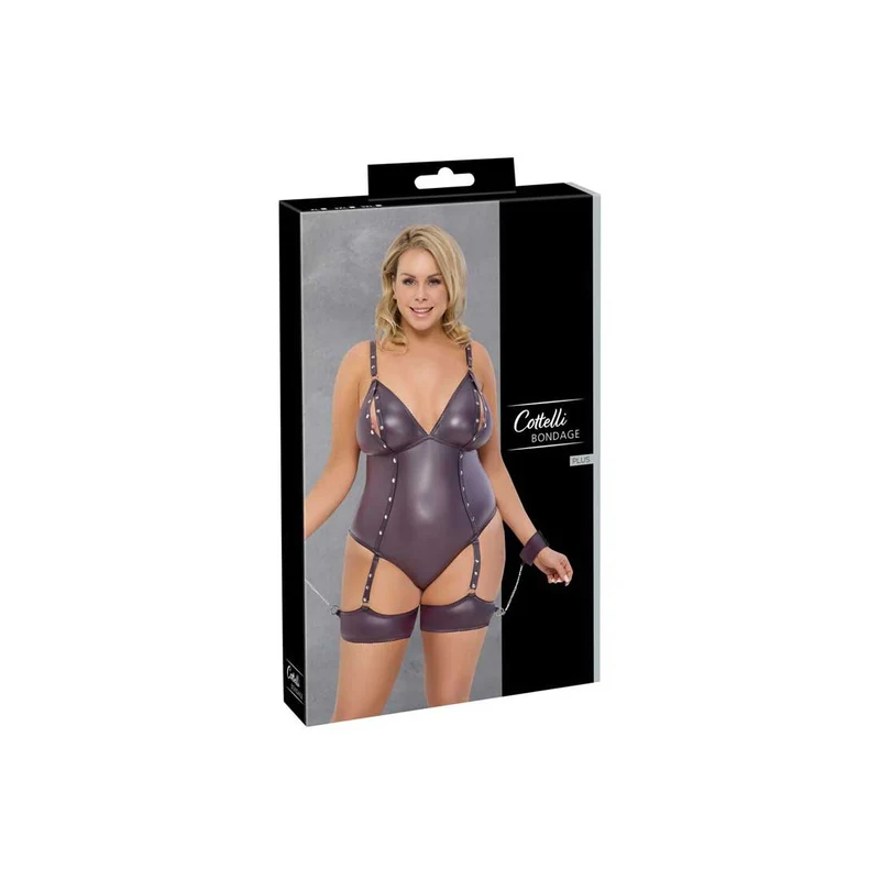 Stringbody XL-3XL mit soften Bein- und Handfesseln "Leya"
