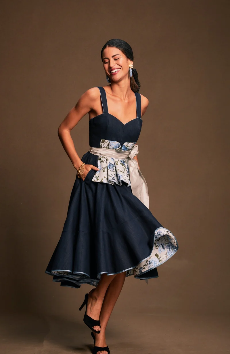 Designerdirndl in nachtblau, rauchgrau - Coimbra