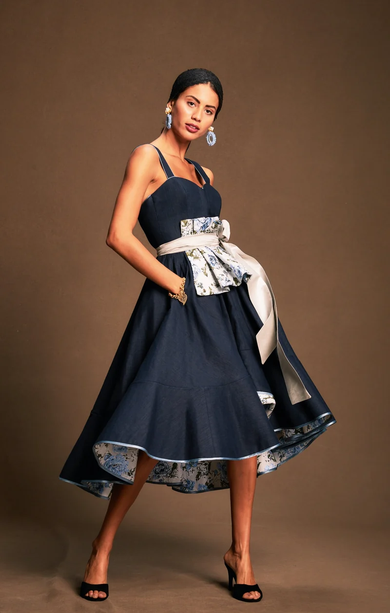Designerdirndl in nachtblau, rauchgrau - Coimbra