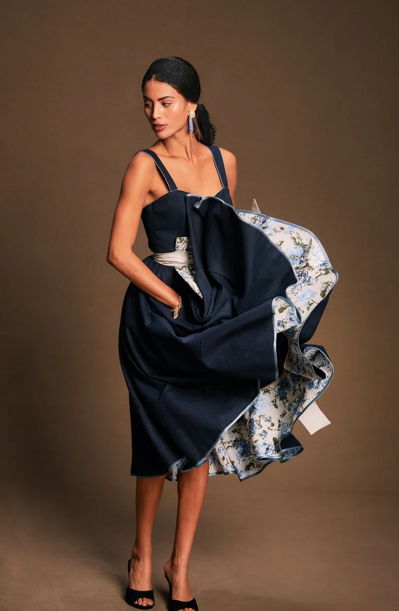Designerdirndl in nachtblau, rauchgrau - Coimbra