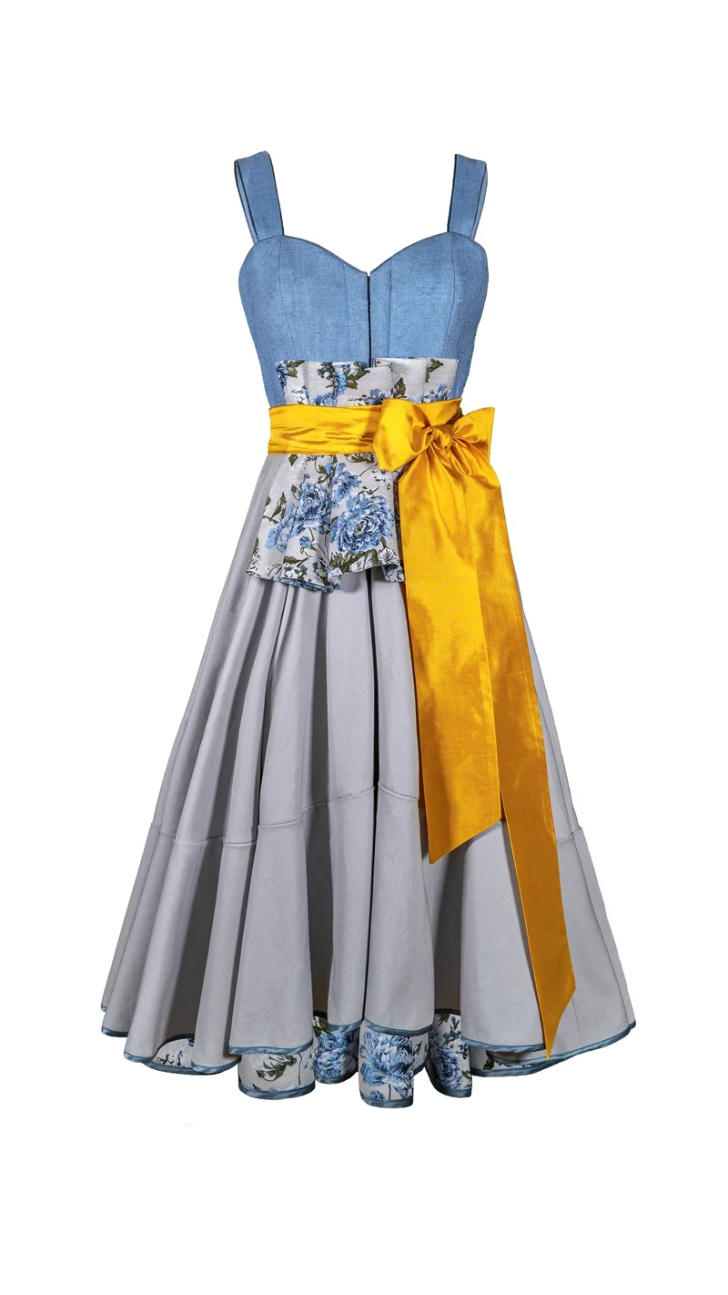 Designerdirndl in hellbau, grau - Carvoeiro