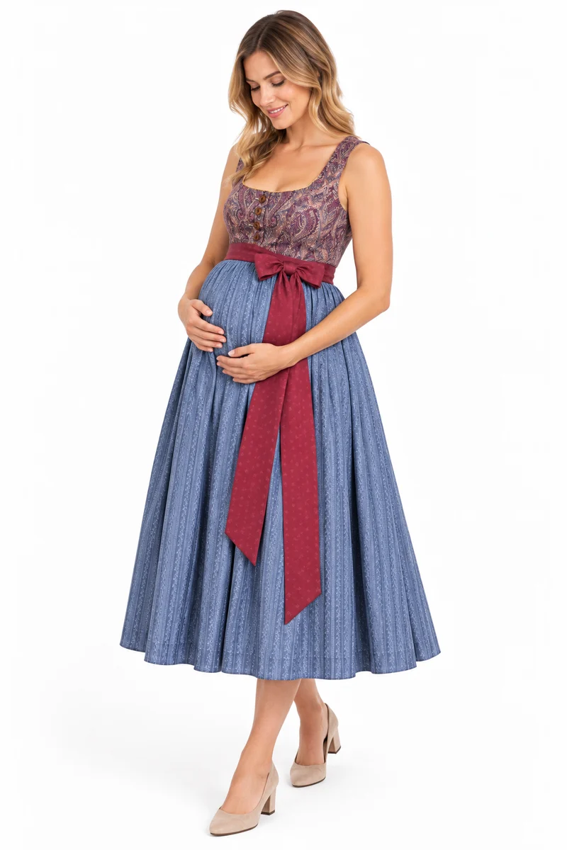 Umstandsdirndl aus Paisleydruck