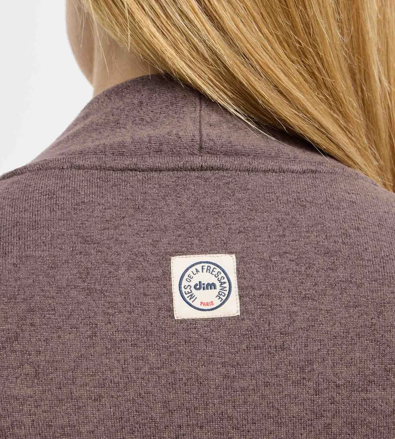 Langer Cardigan aus feinem dunkelbraunem Jersey von DIM x Ines de la Fressange
