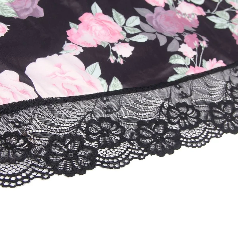 Babydoll mit Blumenmuster und Schnürung (ohne Bügel)