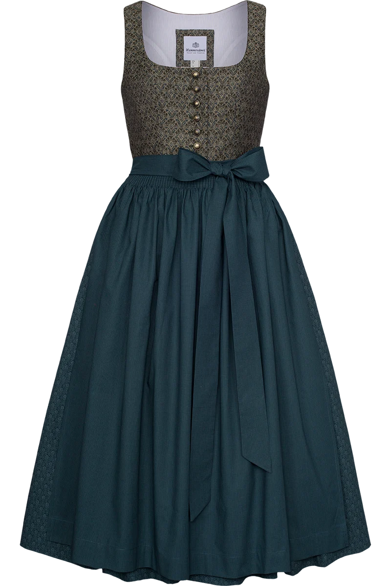 Langes Dirndl mit Jaquardmieder - blau gemustert