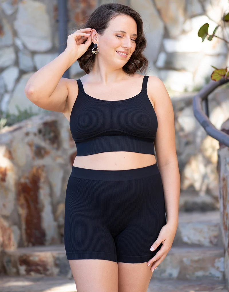 High-Waist-Shorts-Set 2x Freeda Black/Olive