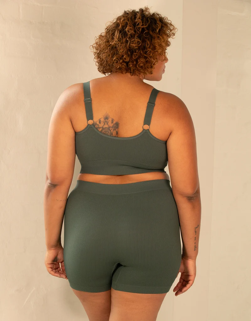High-Waist-Shorts-Set 2x Freeda Olive/Taupe