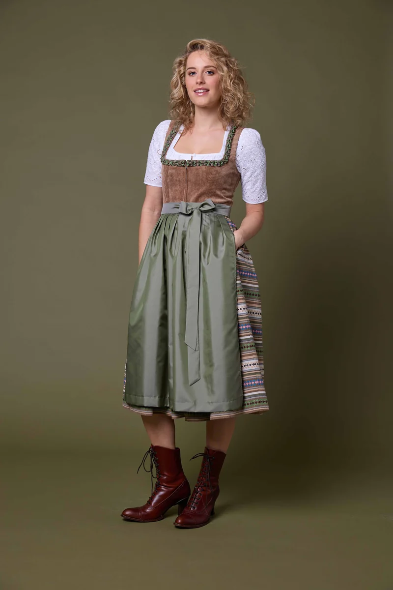 Dirndl mit Cord-Mieder und Webstreifen-Rock