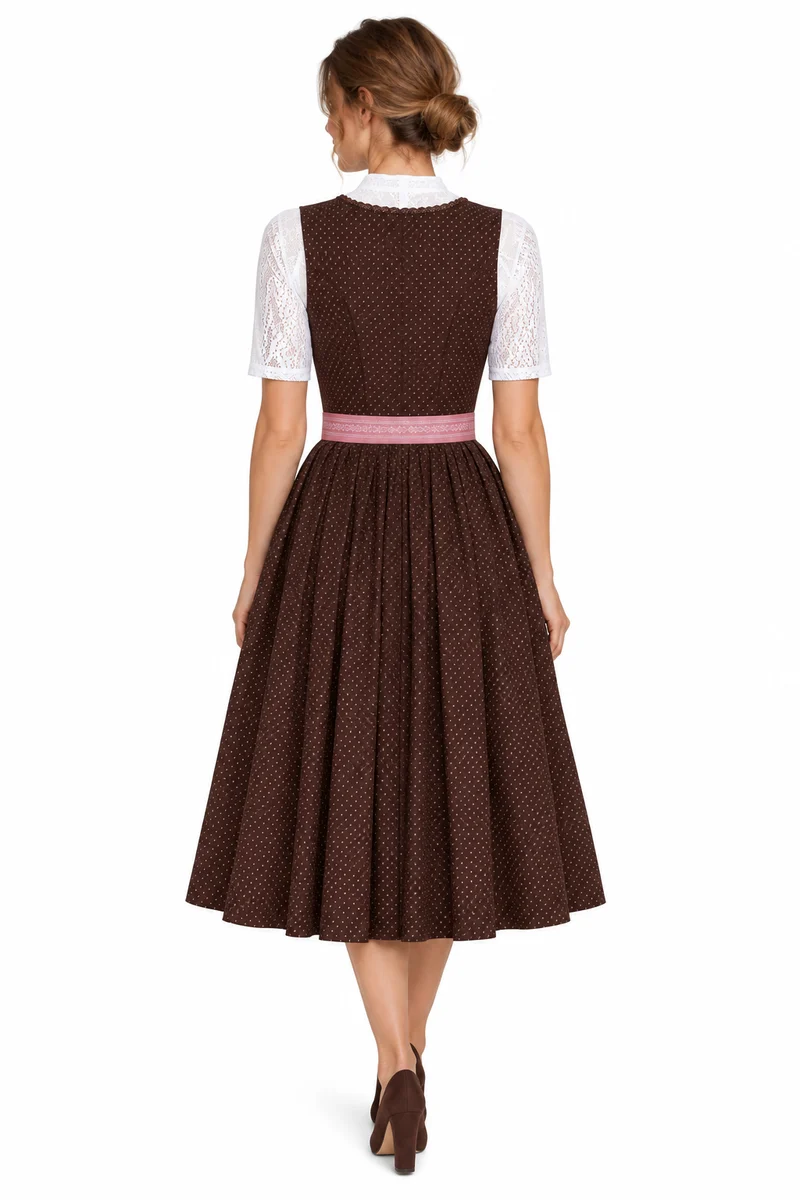 Baumwolldirndl mit Tupfenmuster und Kontrastschürz