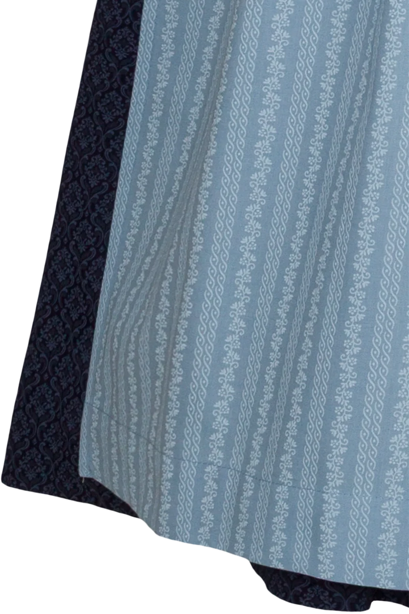 Dirndl lang aus Baumwolle mit eckigem Ausschnitt - marine hellblau