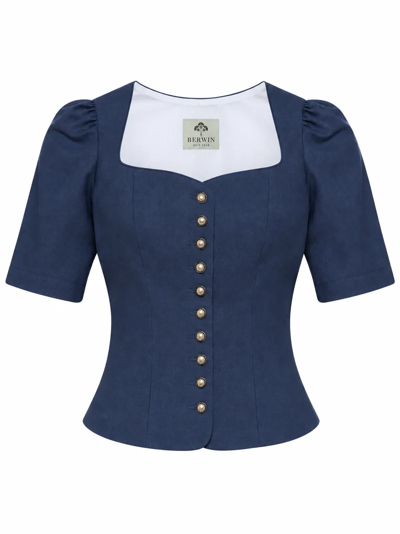 Halbarm-Mieder aus Leinenmischung mit Schösschen