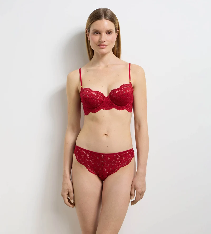 Roter Brazilian-Slip aus Spitze „Burning Eclat“
