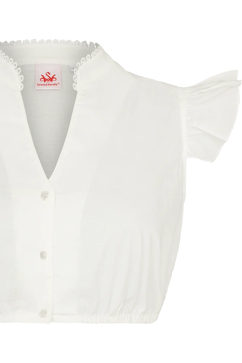 Dirndlbluse mit Flügelärmeln und V-Ausschnitt - creme