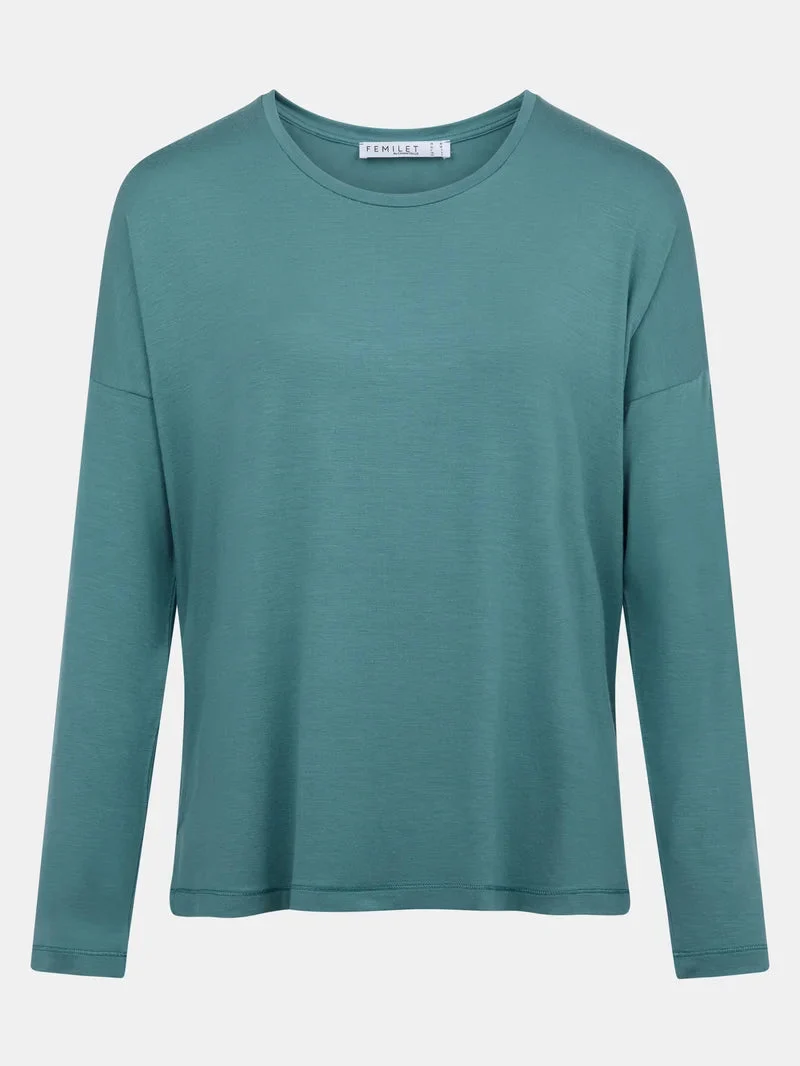 Femilet - Yara T-Shirt Langarm Pfauengrün