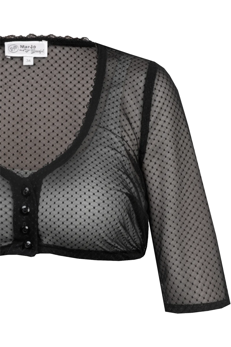 Dirndlbluse transparent mit halblangen Ärmeln - schwarz