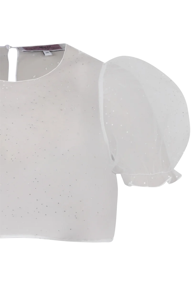 Dirndlbluse aus Tüll vollelastisch - lichtgrau