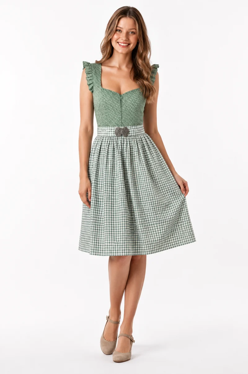 Baumwolldirndl mit Flügerlarm und Schliesse