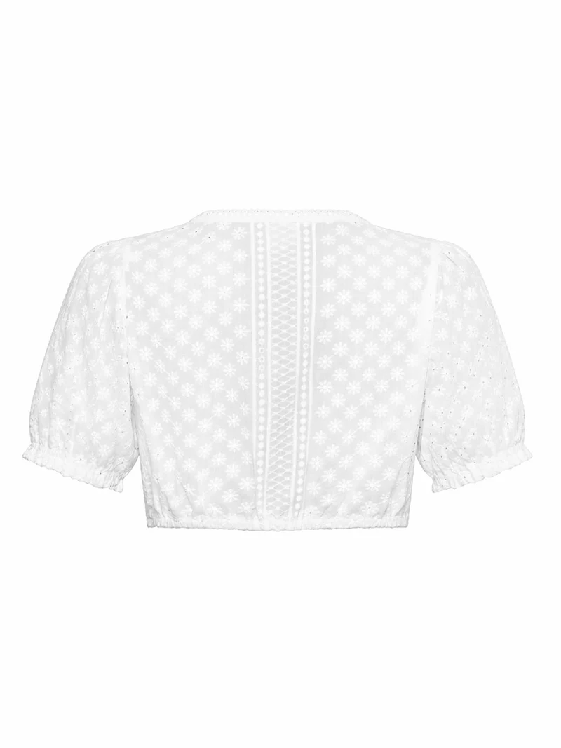Dirndlbluse mit Streifenstickerei