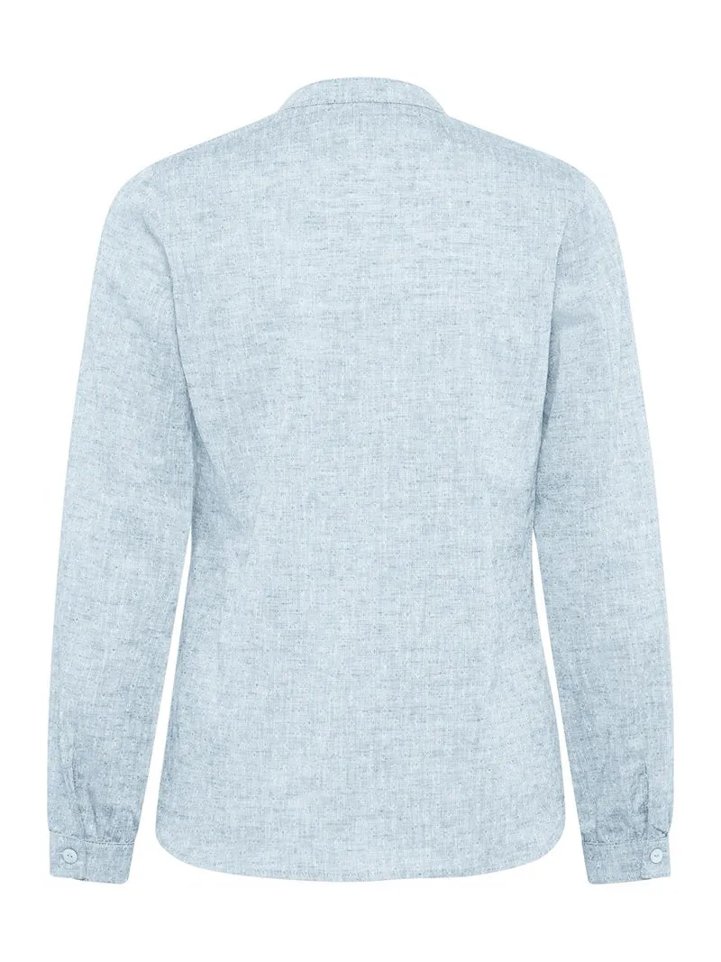 Bluse mit Stehkragen aus Leinenjacquard