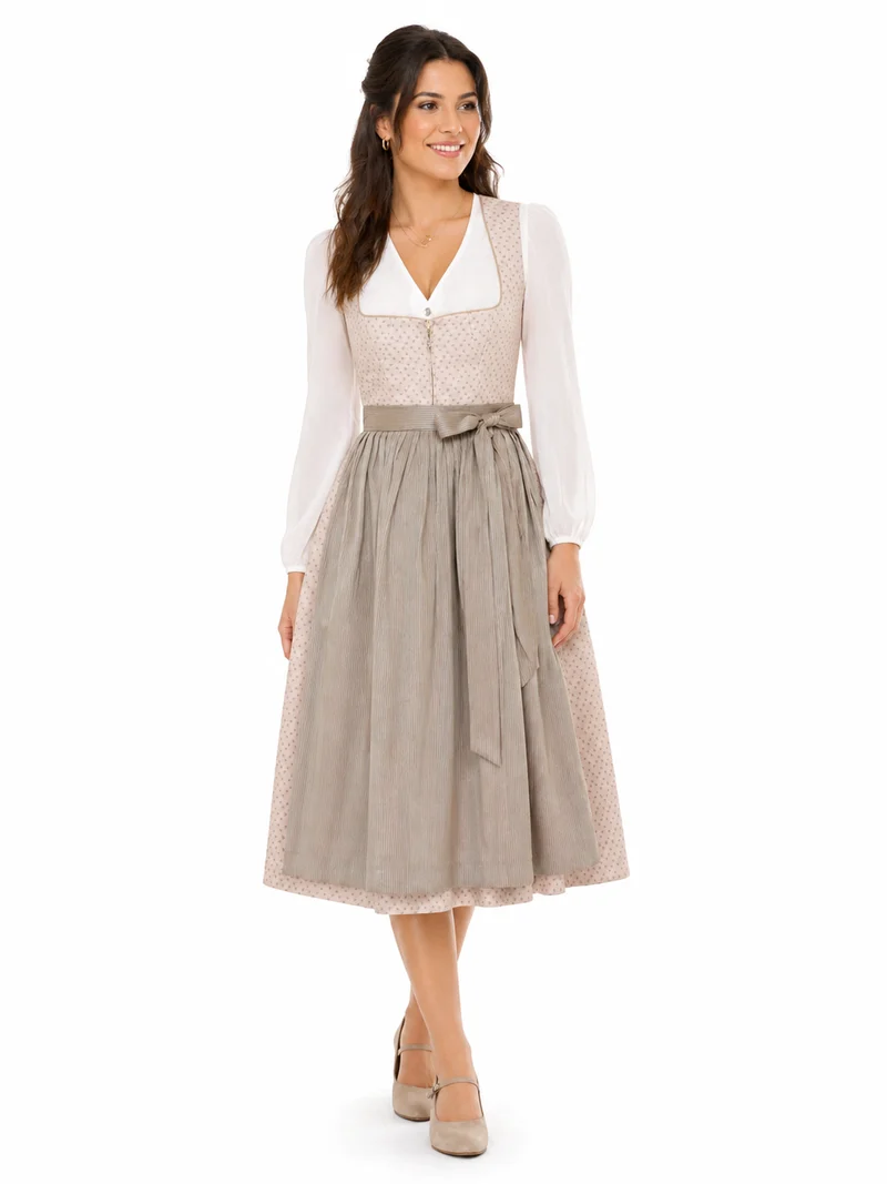 Dirndl aus Jacquardstoff mit Streifenschürze
