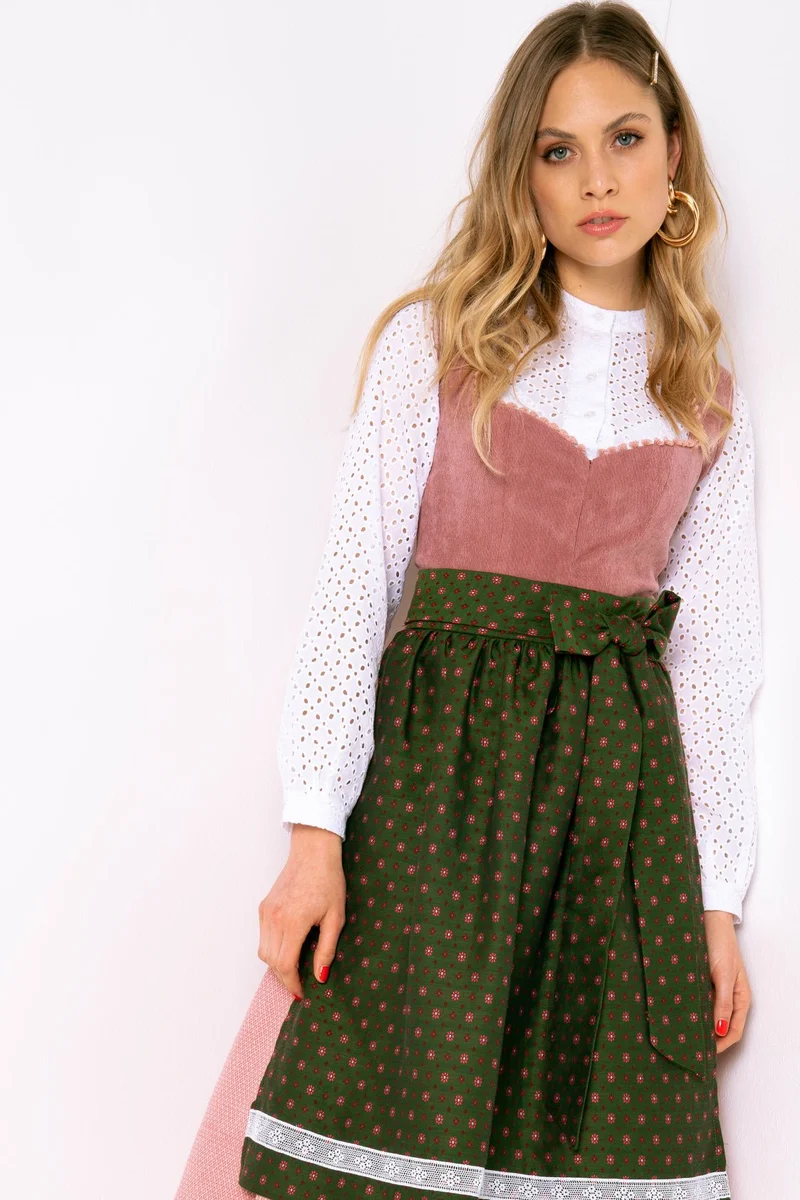 DIRNDLBLUSE BRODERIE ANGLAISE LANGARM WEISS