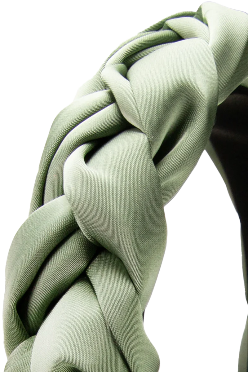 Damen Satin-Haarreif mit Flechtdesign - salbei