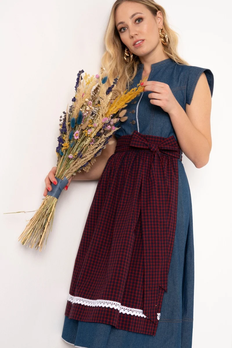 JEANS DIRNDLKLEID MITTELBLAU/ ROT