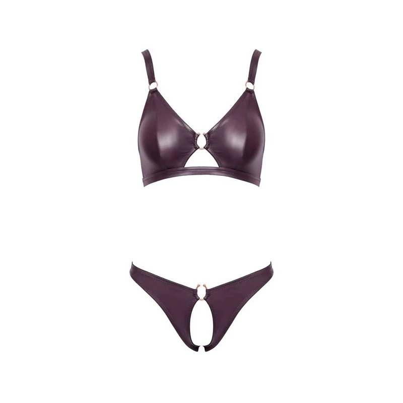 BH-Set ouvert S - XL edler lila Wetlook "Therry"