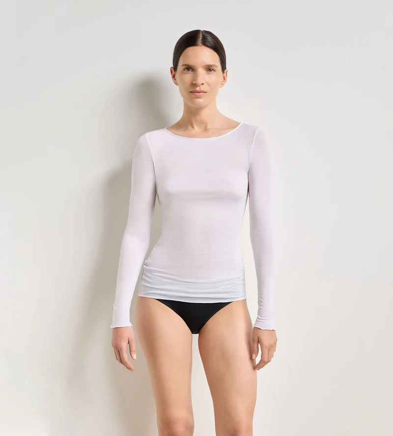 Weißes T-Shirt mit Rundhalsausschnitt Thermal Light
