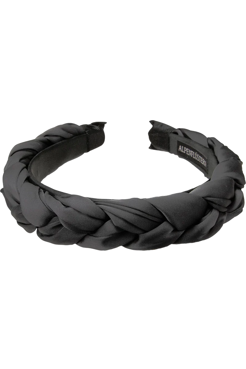 Damen Satin-Haarreif mit Flechtdesign - dunkelgrau