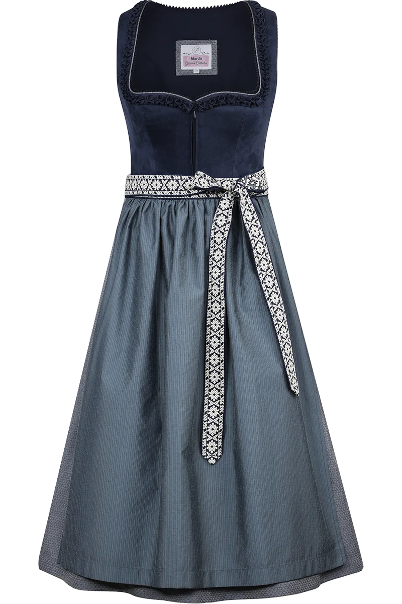 Midi-Dirndl mit Herz-Ausschnitt und Froschgoscherl - midnight denim