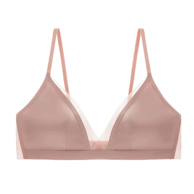 Pinkfarbener Stretch-BH mit Stahlring, bequemer Seiden-BH