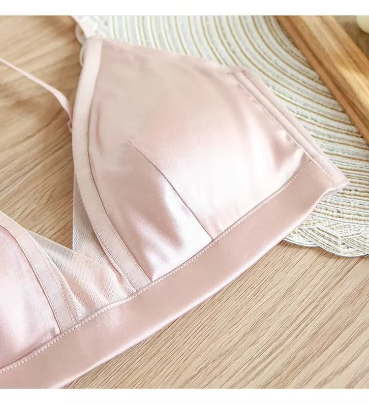 Pinkfarbener Stretch-BH mit Stahlring, bequemer Seiden-BH
