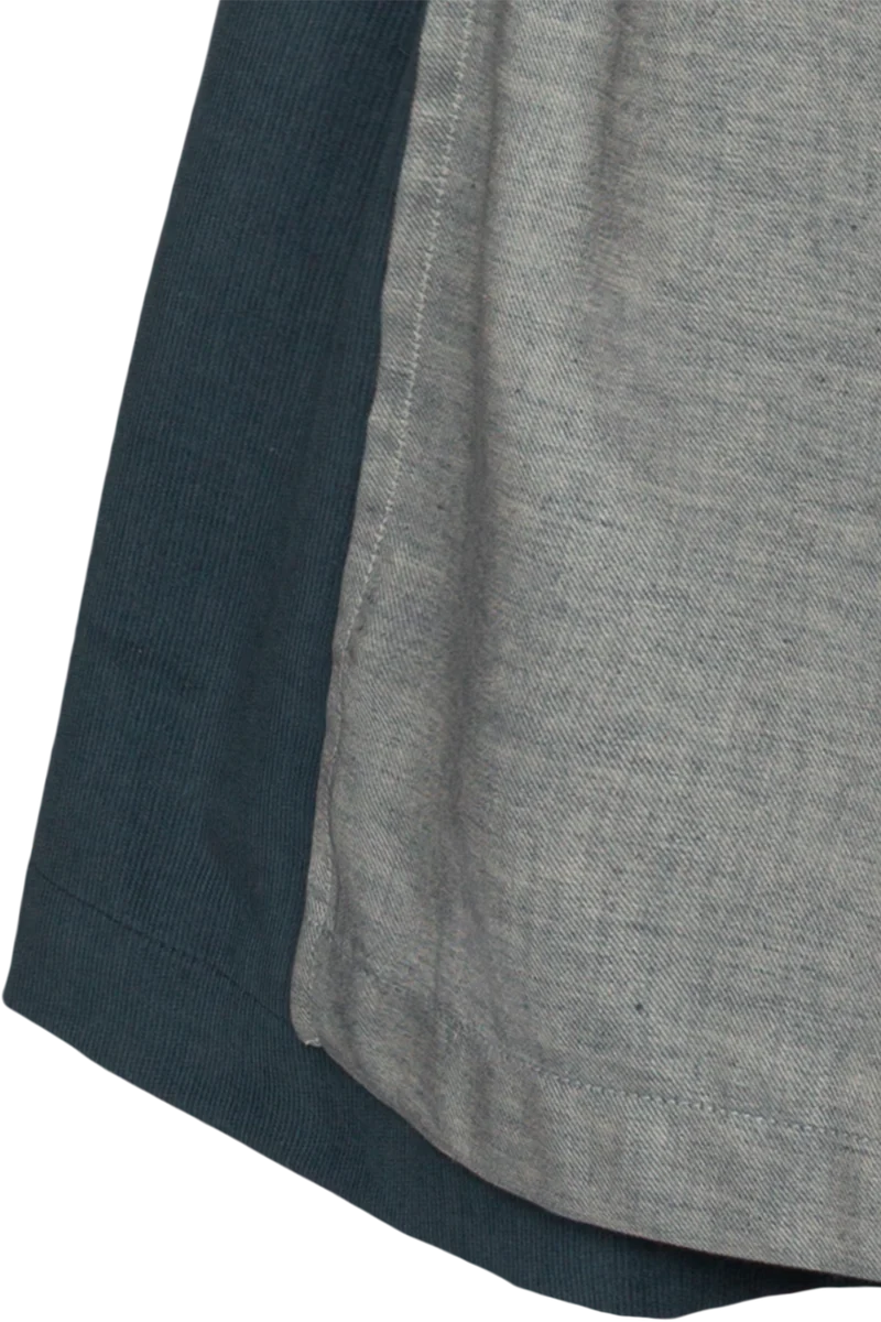Langes Dirndl aus Baumwolle mit Cordmieder - blau