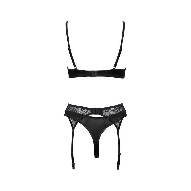 Straps-Set S-L aus feiner Spitze und Stretch-Satin "Pina"