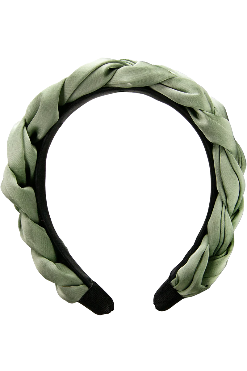 Satin-Haarreif geflochten - salbei