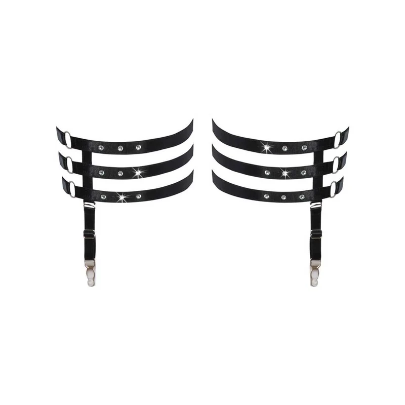 3-fach-Strumpfband S-XL mit Strass und Ringen "Carola"