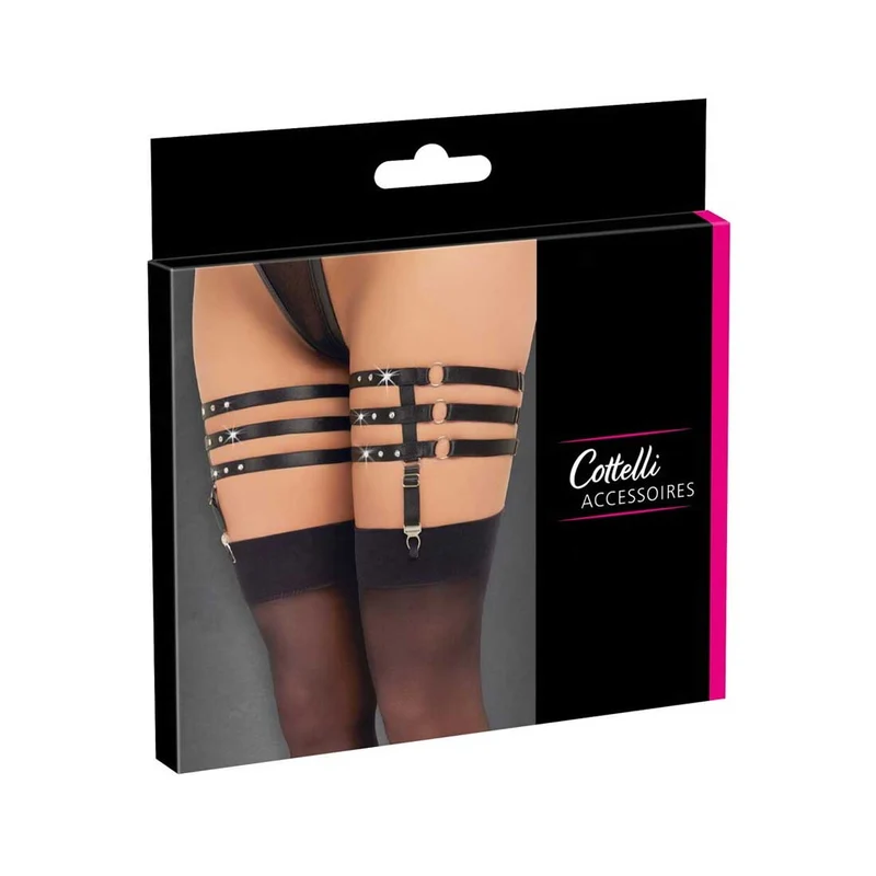 3-fach-Strumpfband S-XL mit Strass und Ringen "Carola"