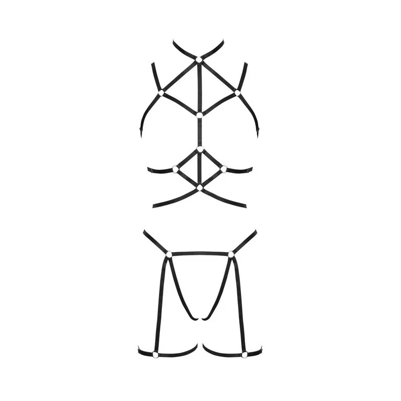 Brust- und Hüft-Harness Set S-L seidig glänzend