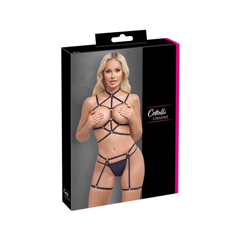 Brust- und Hüft-Harness Set S-L seidig glänzend